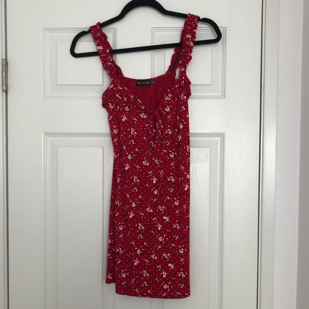 PrettyLittleThing Red Floral Mini Dress